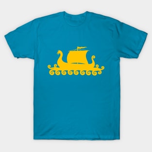 Cute Yellow Viking Ship Silhouette T-Shirt